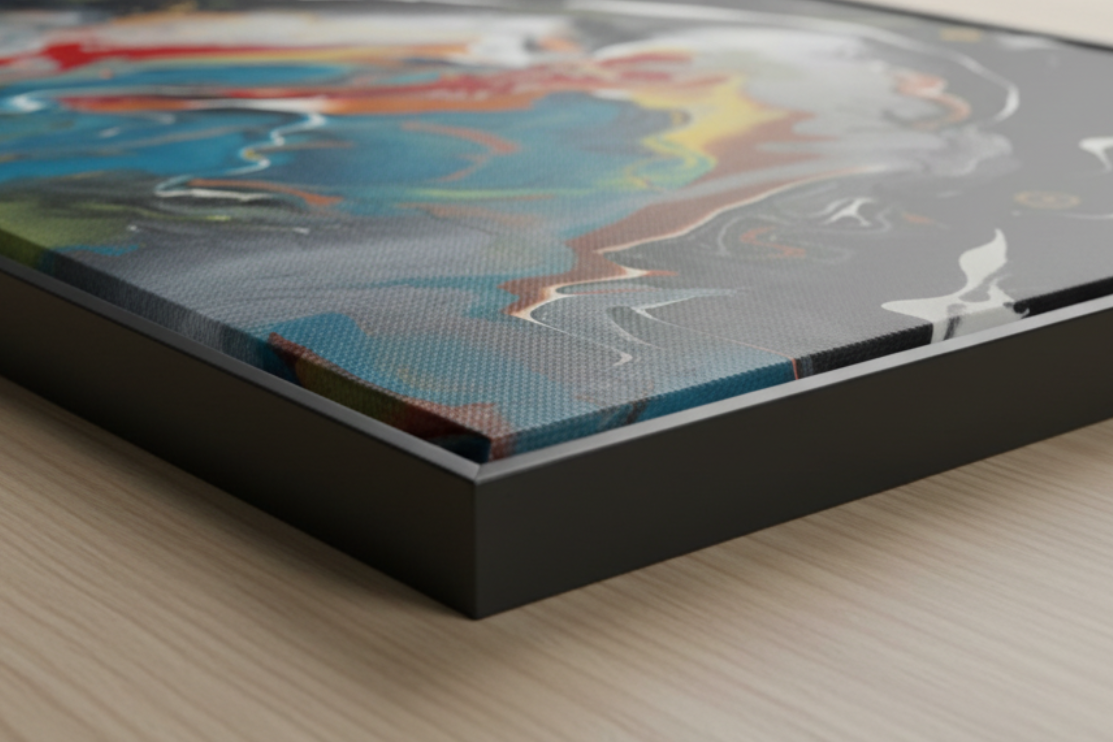 30 x 60 Freebrd "Silverbrd" art with a corner side frame view