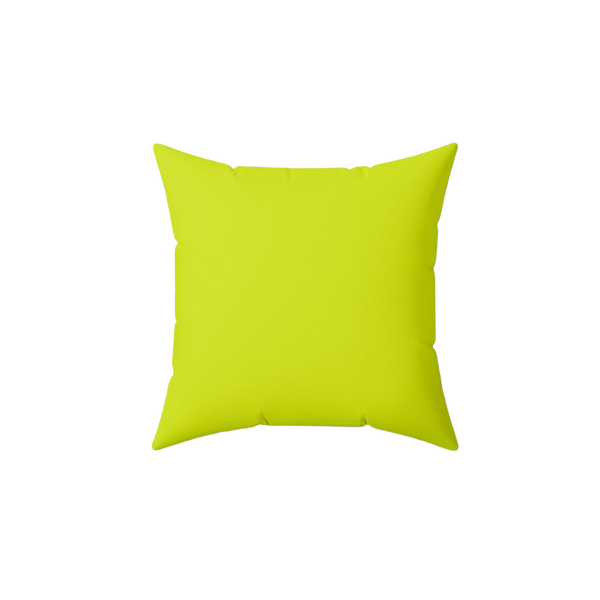 The front view of a Sporty Lime Faux Suede Pillow.