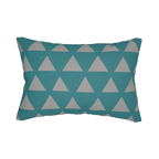 Teal Stardust Grey Geometric Triangle Lumbar Pillow front