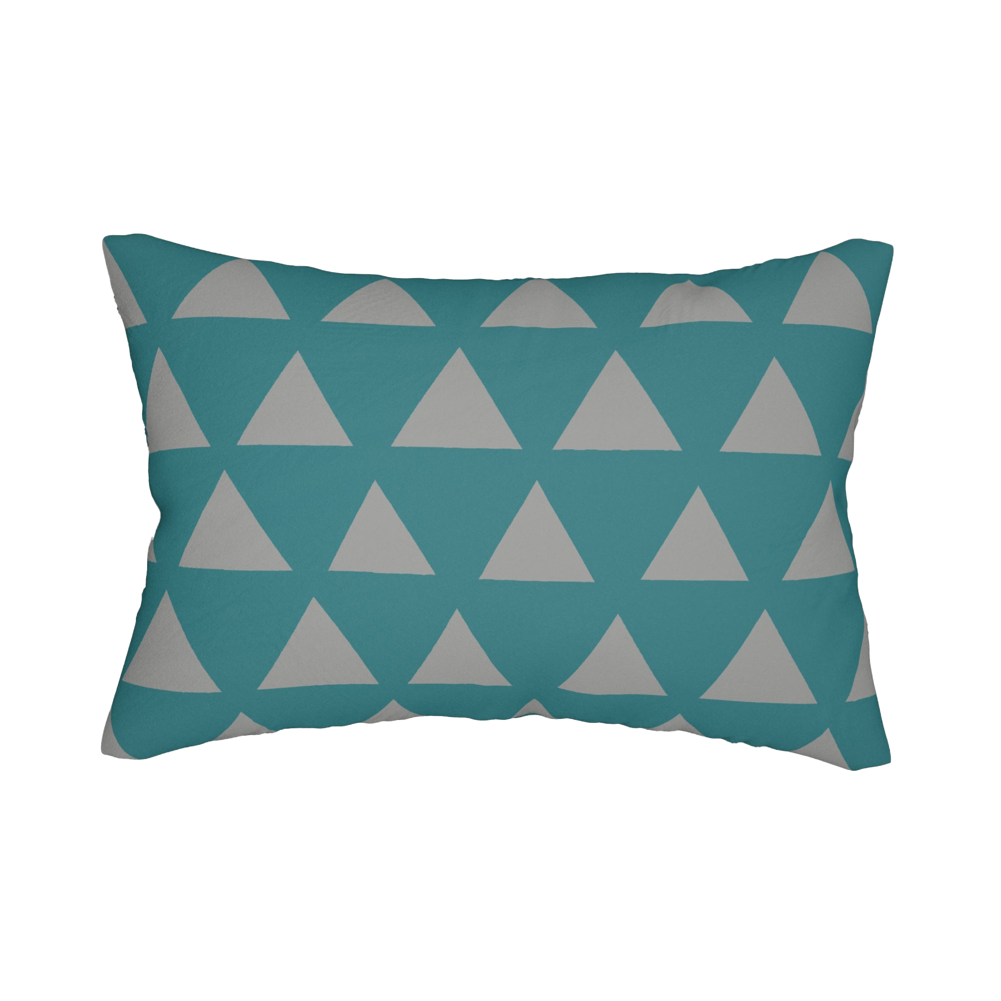 Teal Stardust Grey Geometric Triangle Lumbar Pillow front