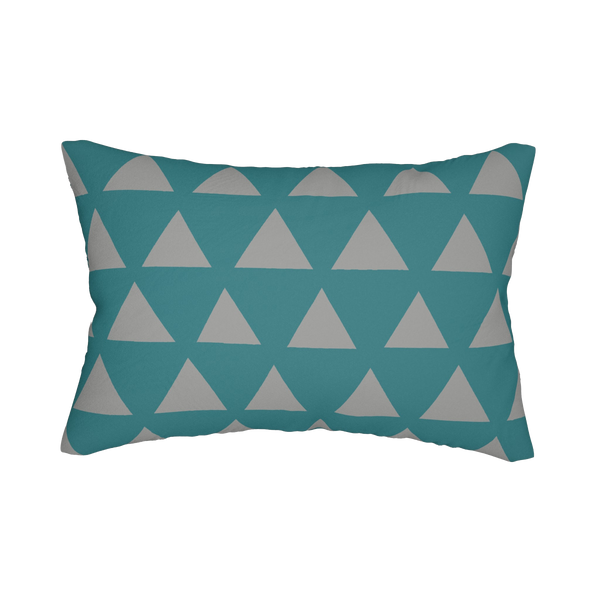 Teal Stardust Grey Geometric Triangle Lumbar Pillow front