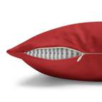 Traditional Red Faux Suede Square Pillowcase zipper
