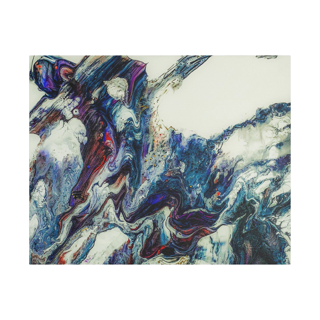 30" x 24" - "Afrostar" Freebrd Abstract art painting print on 1.5 inch thick canvas with swirling wavy colors on a white background