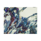 30" x 24" - "Afrostar" Freebrd Abstract art painting print on 1.5 inch thick canvas with swirling wavy colors on a white background