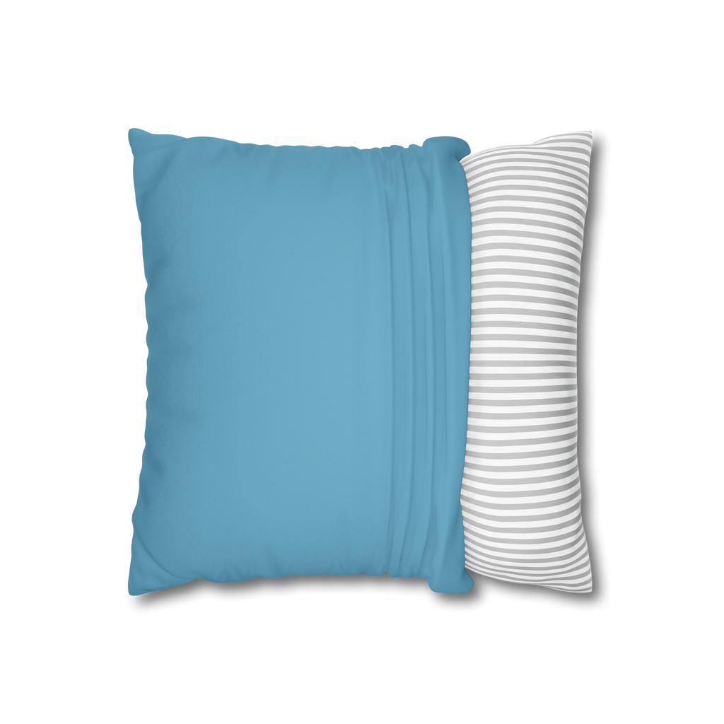 Vintage Aqua pillowcase sliding onto pillow insert