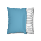 Vintage Aqua pillowcase sliding onto pillow insert