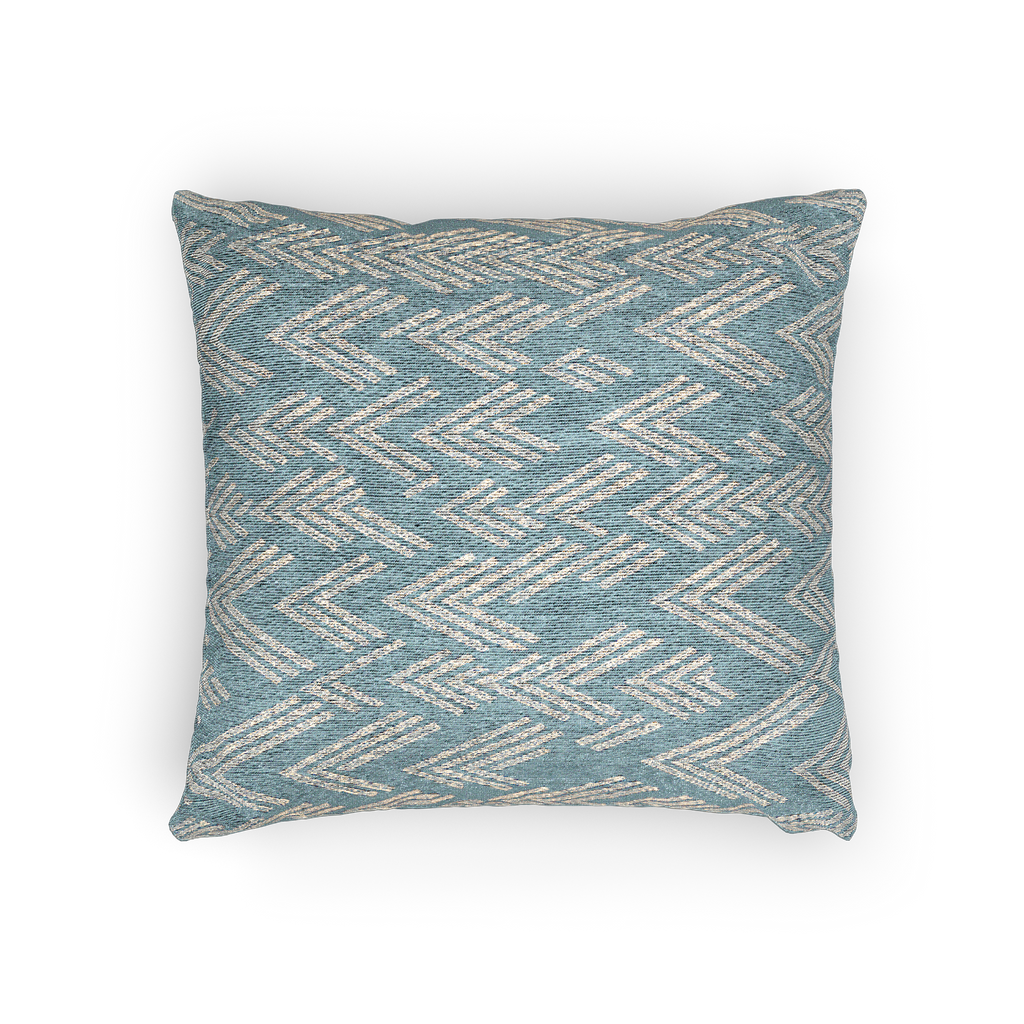 Vintage Aqua Ikat Patterned Woven Decorative Throw Pillow 