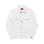 White denim Trucker Jacket Activewear, this piece features the signature Freebrd embroidered logo, small on right sleeve and functional chest pockets