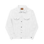  White Denim Trucker Jacket Dual chest pockets white embroidered Freebrd Logo on right sleeve