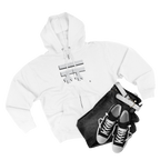 White Full-Zip Casual Street wear Hoodie with white Freebrd black shadow Logo including adjustable drawstring hood and kangaroo pocket. Merch does not include pants and shoes seen in photo

