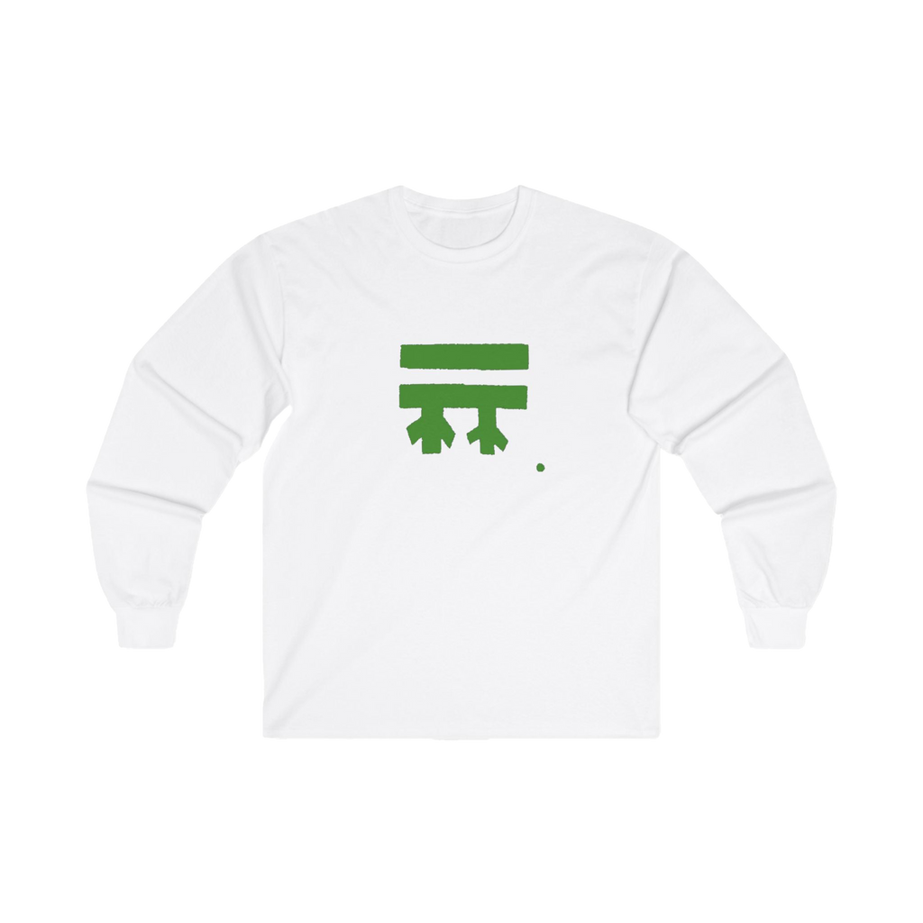 White long sleeve with a green Freebrd logo 
