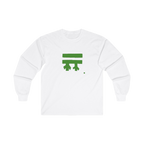 White long sleeve with a green Freebrd logo 