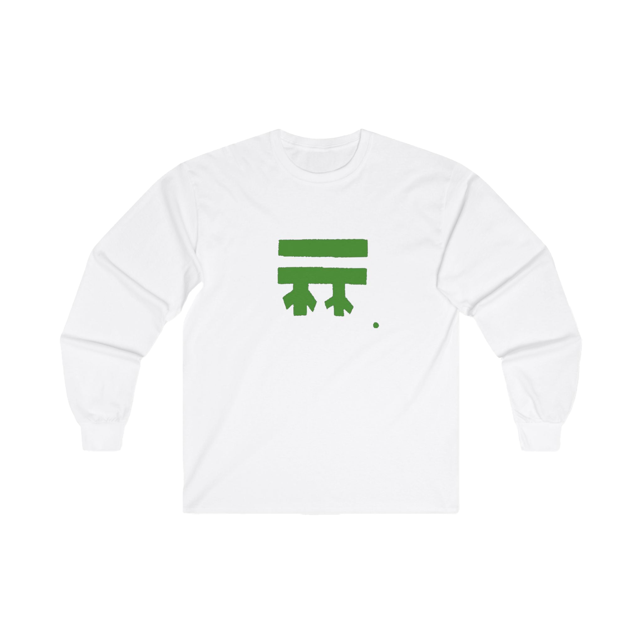 White long sleeve with a green Freebrd logo 