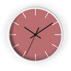 White Wooden Base Black Hand Adore Pink Rose Modern Minimalist Silent Wall Clock With White Time Markers Front