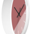 White Wooden Base Black Hand Adore Pink Rose Modern Minimalist Silent Wall Clock With White Time Markers Side
