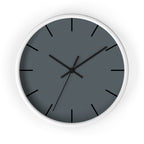 White Wooden Base Black Hand Anchor Grey Slate Modern Minimal Silent Wall Clock With Black Time Markers Front