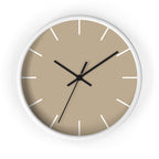 White Wooden Base Black Hand Jute Beige Modern Minimalist Silent Wall Clock With White Time Markers Front