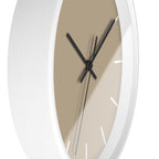 White Wooden Base Black Hand Jute Beige Modern Minimalist Silent Wall Clock With White Time Markers Side