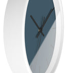 White Wooden Base Black Hand Minimal Navy Blue Modern Slate Wall Clock Side