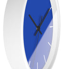 White Wooden Base Black Hand Modern Minimal Blue Silent Wall Clock Side