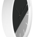 White Wooden Base Black Hand Modern Minimal Carbon Fiber Black Silent Wall Clock With Off White Time Markers Side