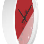 White Wooden Base Black Hand Modern Minimal Red Silent Wall Clock Side