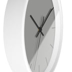 White Wooden Base Black Hand Modern Minimal Stardust Grey Silent Wall Clock With Black Time Markers Side