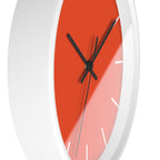 White Wooden Base Black Hand Modern Minimalist Dragon Fire Red Orange Wall Clock With White Time Markers Side