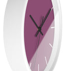 White Wooden Base Black Hand Modern Minimalist Lavender Red Plum Silent Wall Clock With White Time Markers Side