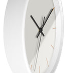 White Wooden Base Black Hand Modern Minimalist Off White Silent Wall Clock With  Light Brown Time Markers Side