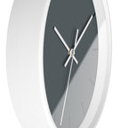 White Wooden Base White Hand Anchor Grey Slate Modern Minimal Silent Wall Clock With Black Time Markers Side