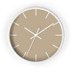 White Wooden Base White Hand Jute Beige Modern Minimalist Silent Wall Clock With White Time Markers Front