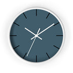White Wooden Base White Hand Minimal Navy Blue Modern Slate Wall Clock Front
