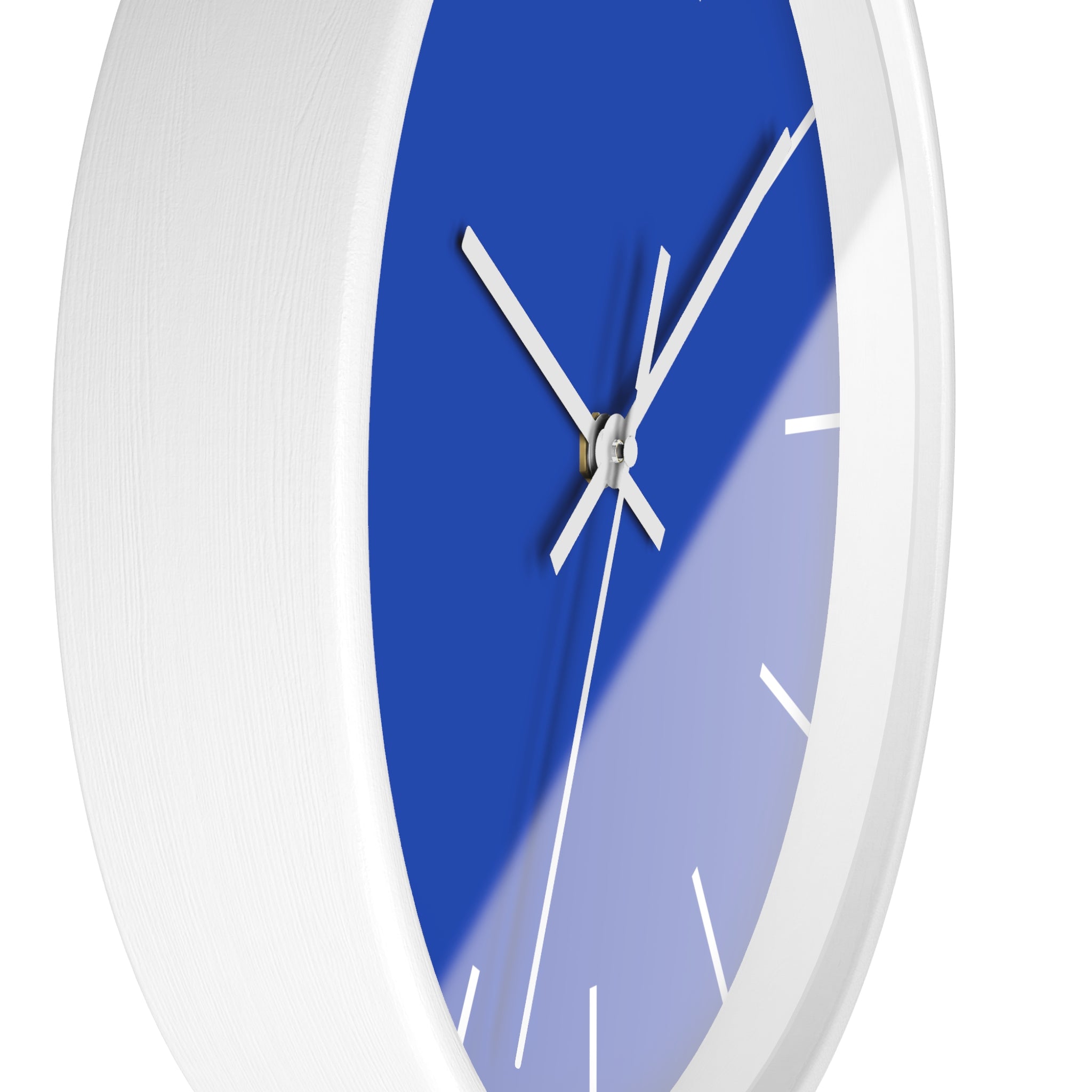 White Wooden Base White Hand Modern Minimal Blue Silent Wall Clock Side
