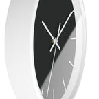 White Wooden Base White Hand Modern Minimal Carbon Fiber Black Silent Wall Clock With White Time Markers Side