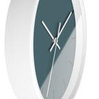White Wooden Base White Hand Modern Minimal Deep Space Sparkle Teal Silent Wall Clock With Black Time Markers Side