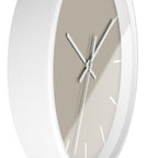 White Wooden Base White Hand Modern Minimal Ivory Grey Beige Silent Wall Clock With White Time Markers Side