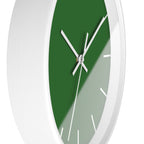 White Wooden Base White Hand Modern Minimal Mughal Green Silent Analog Wall Clock with black time markers Side