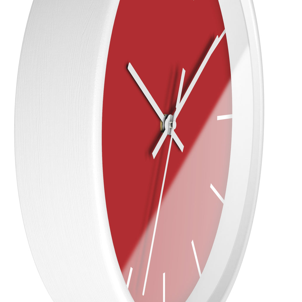 White Wooden Base White Hand Modern Minimal Red Silent Wall Clock Side