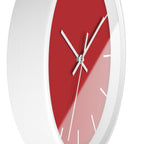 White Wooden Base White Hand Modern Minimal Red Silent Wall Clock Side