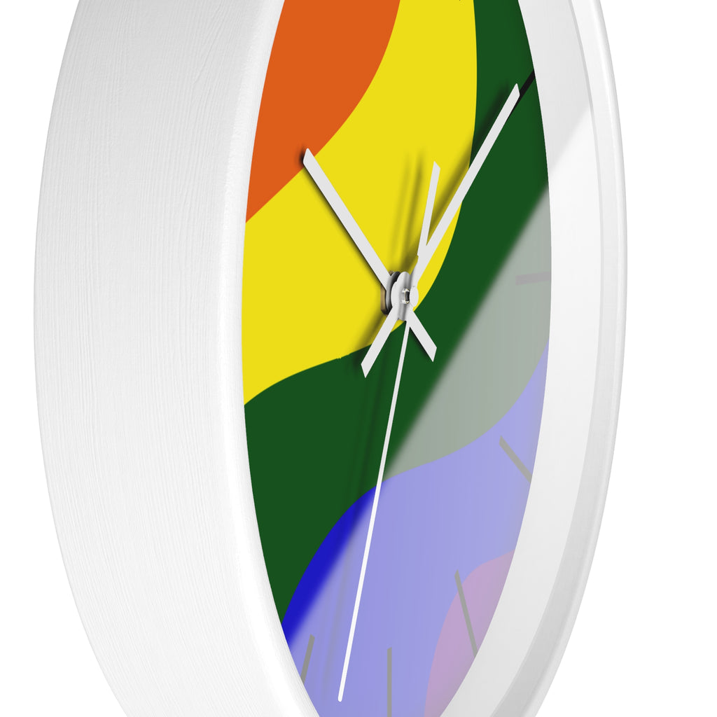 White Wooden Base White Hand Pride Modern Minimal Silent Wall Clock Side
