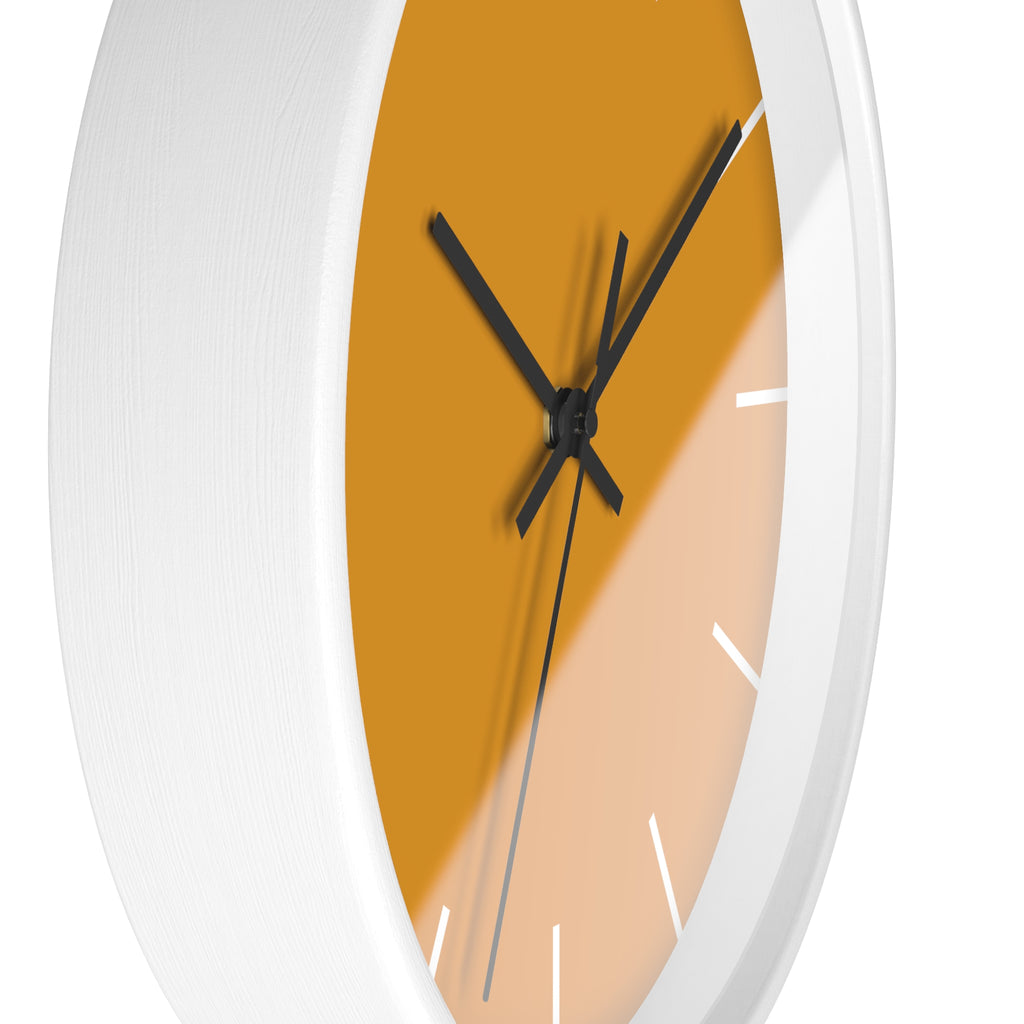White Wooden Frame Black Hand Dixie Florida Orange Mustard Modern Minimalist Wall Clock With White Time Markers Side 
