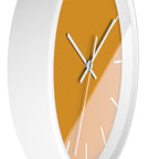 White Wooden Frame White Hand Dixie Florida Orange Mustard Modern Minimalist Wall Clock With White Time Markers Side 