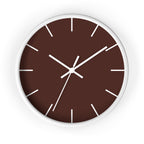 White Wooden Frame White Hand Saddle Brown Modern Minimal Wall Clock With White Time Markers Front