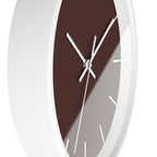 White Wooden Frame White Hand Saddle Brown Modern Minimal Wall Clock With White Time Markers Side