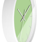 White Wooden Base White Hand Modern Minimal Fresh Green Mint Quiet Wall Clock With Light Grey Time Markers Side