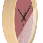 Wooden Base Black Hand Adore Pink Rose Modern Minimalist Silent Wall Clock With Stardust Grey Time Markers Side