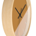 Wooden Base Black Hand Amber Apple Cider Modern Minimalist Silent Wall Clock With Ivory Grey Time Markers Side