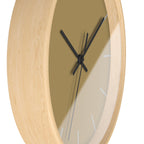 Wooden Base Black Hand Ash Mustard Camel Modern Minimalist Silent Wall Clock With Stardust Grey Time Markers Side