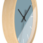 Wooden Base Black Hand Danish Blue Modern Minimalist Silent Wall Clock With White Time Markers Side
